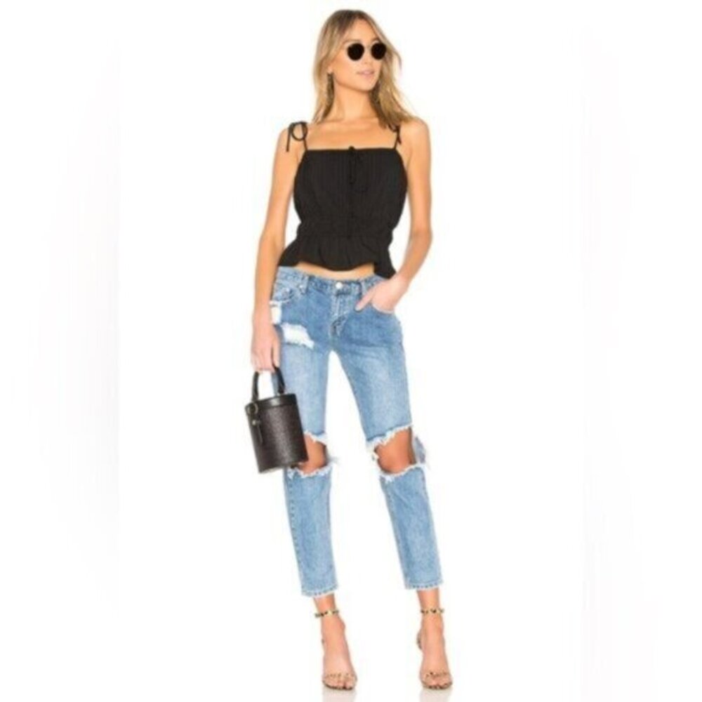 Superdown Revolve Angie Girlfriend Jeans Straight Leg Wash Blue High rise 25
